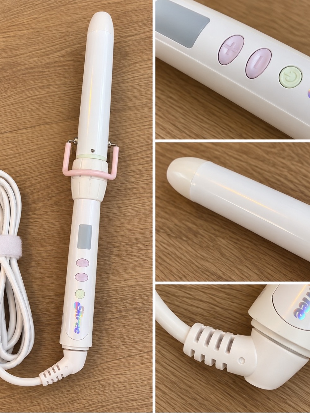 White and Pink Ceramic Curling Wand for Women